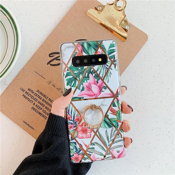 

flykylin кольцо стенд цветочный корпус для samsung galaxy a10 a20 a30 a50 a50 a70 m10 задняя крышка роскошный мягкий тпу телефон coque кожа