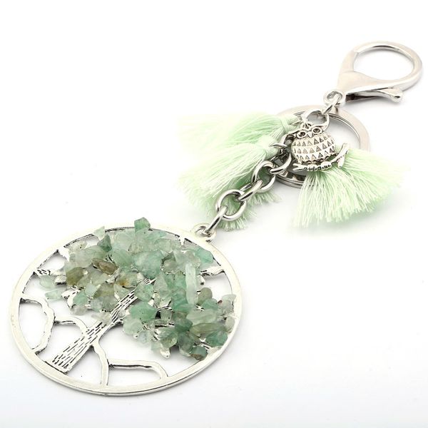 

of tree natural life keychain stone owl tree tassel key chain key rings bag hangs fashion will and sandy drop ship k6w2, Slivery;golden