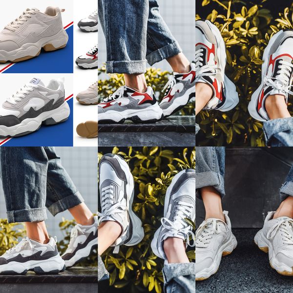

black drop shipping white brown red low cut brown men casual shoes comfortable old dad shoes women men shoe sports sneakers 39-44, White;red