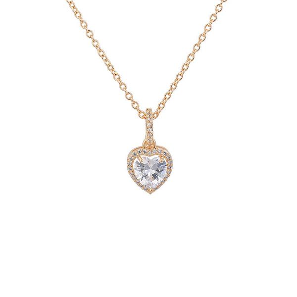 

chains heart clear zirconia 2021 fashion cubic necklace crystal brand pendant for women and girl gld0947, Silver