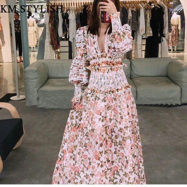 

women's tracksuits 2021 autumn zimm v-neck lace puff sleeve + half skirt set slim waist print women suit1, Gray