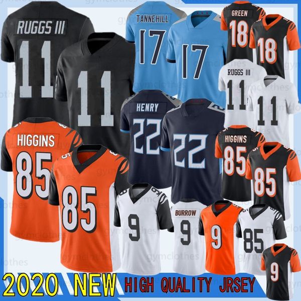 

9 joe burrow 2020 tee higgins new a.j. green 17 ryan tannehill football derrick henry jersey henry ruggs iii football shirt, Black;red