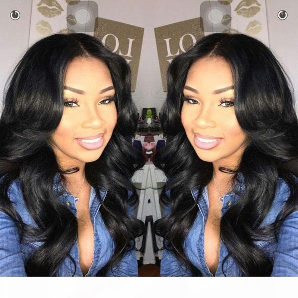 

100% brazilian malaysian peruvian human hair body wave wigs unprocessed pre plucked lace frontal wigs with baby hair length 12-24 inch, Black