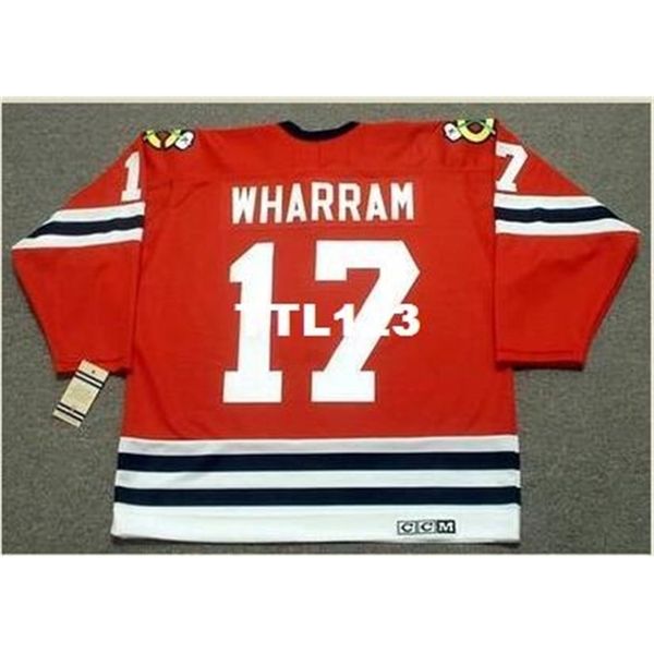 

421s #17 kenny wharram chicago blackhawks 1963,1967 ccm vintage retro hockey jersey or custom any name or number retro jersey, Black