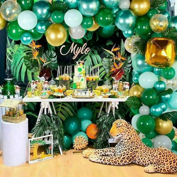 Jungle tema balão conjunto escuro verde balão casamento decoração festa de aniversário