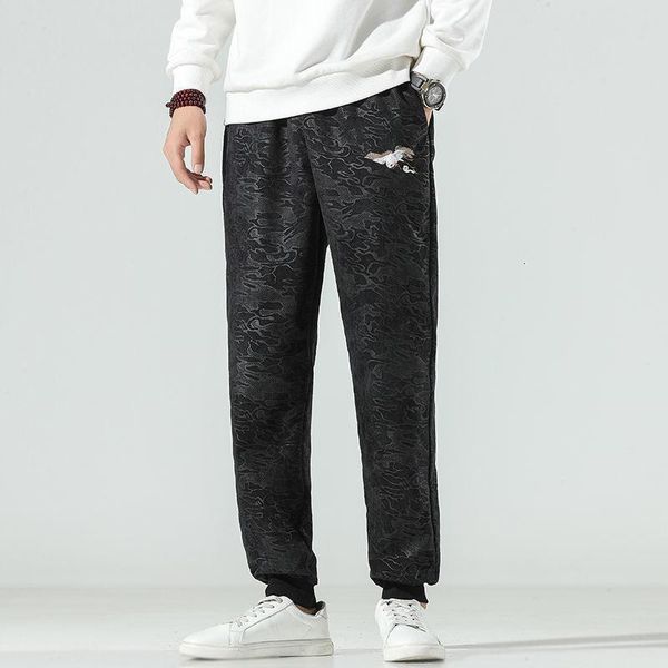 

men's pants neploha embroidery printed casual oversize 2021 autumn winter vintage chinese style trousers fashion male, Black