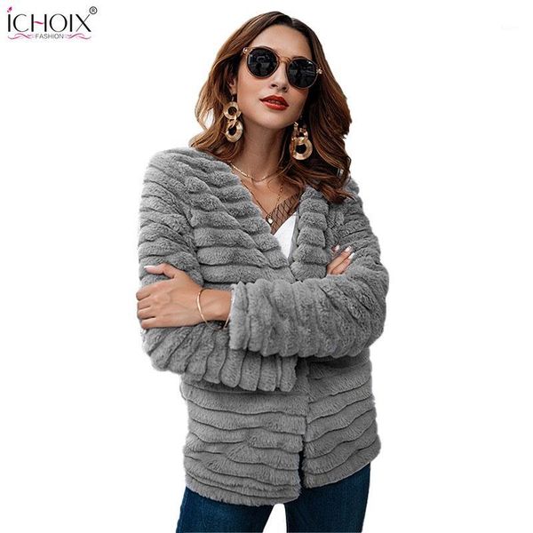 

women coat thick warm winter fake fur faux coat jacket 2019 long sleeve elegant short teddy outerwear female overcoat1, Black