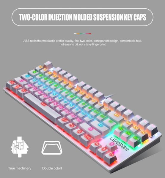 

crack k550 punk mechanical keyboard 87-key green axis game competitive office notebook professional computer peripherals