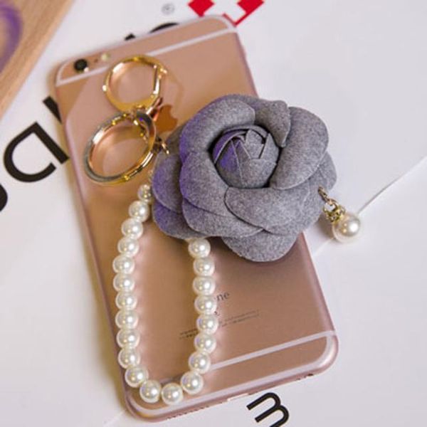 

new arrival camellia flower imitation pearl women key chain golden fashion key ring women bag pendant car key eh593 h jllglu, Silver