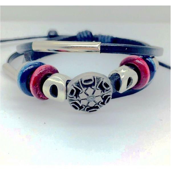 

men vintage infinity leather charm bracelet silver wooden beads cuff wristbands 6 mixed sty wmtgts new_dhbest, Golden;silver