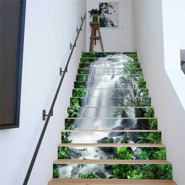 

amjpvc charm set creative simple 13 alpine waterfall stairs steps wall paste