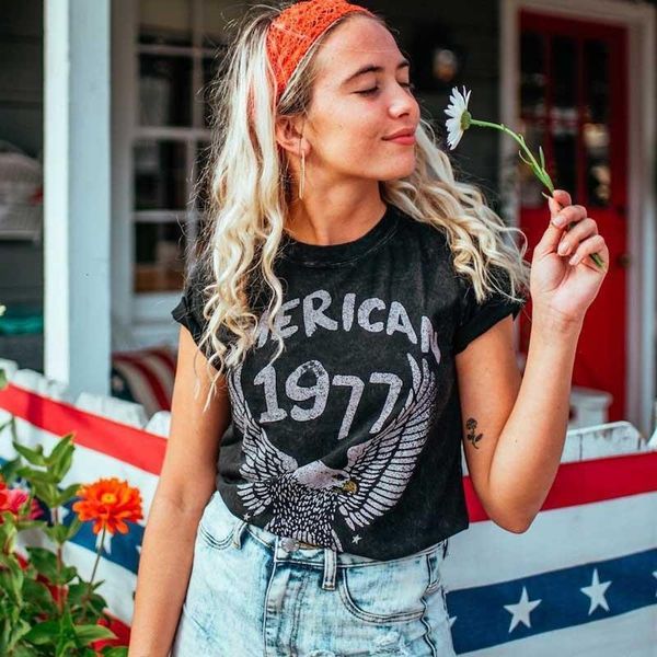 

super chic american band graphic tees women plus size t shirt female crew neck summer black cotton vintage tshirts, White