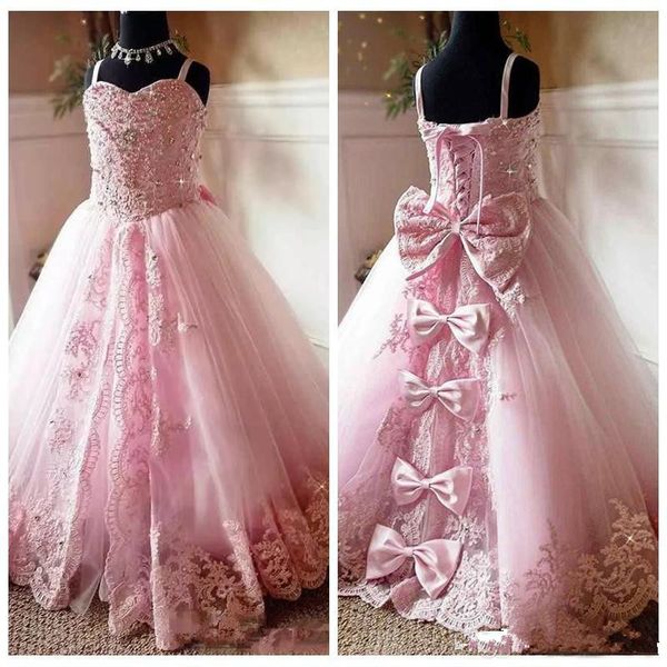 

lovely pink new flower girl dresses pageant party little girl birthday party vintage communion pageant ball gown, White;blue