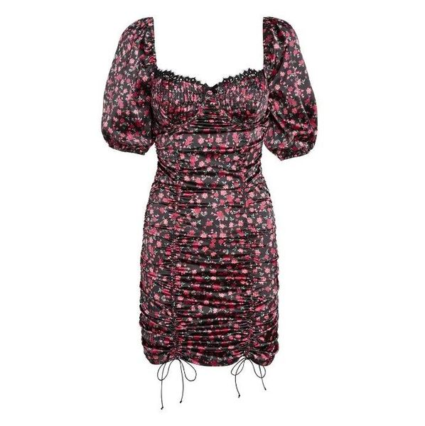 

party dresses 2021 ins fashion women summer print flower dress, White;black