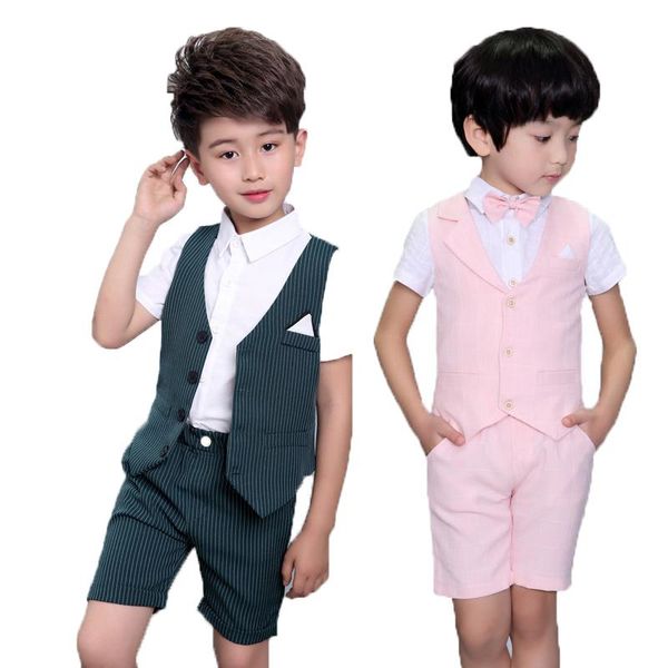 

boys vest suit for wedding kids 2pcs vest+shorts gentleman party dress boys formal suit children's day graduation tuxedo costume, White