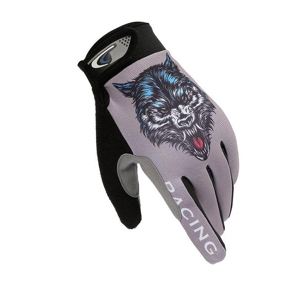 

summer new men gloves breathable non slip touch screen gloves full finger motorcycle exercise military gloves wolf skull pattern jllniy, Black