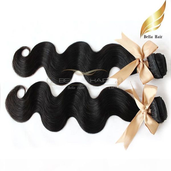 

8a 10 "-34" 100% бразильских волос weaves veys человеческие волосы 4 шт. лот лот волна волосы увлажнения двойной уток беллахаир, Black