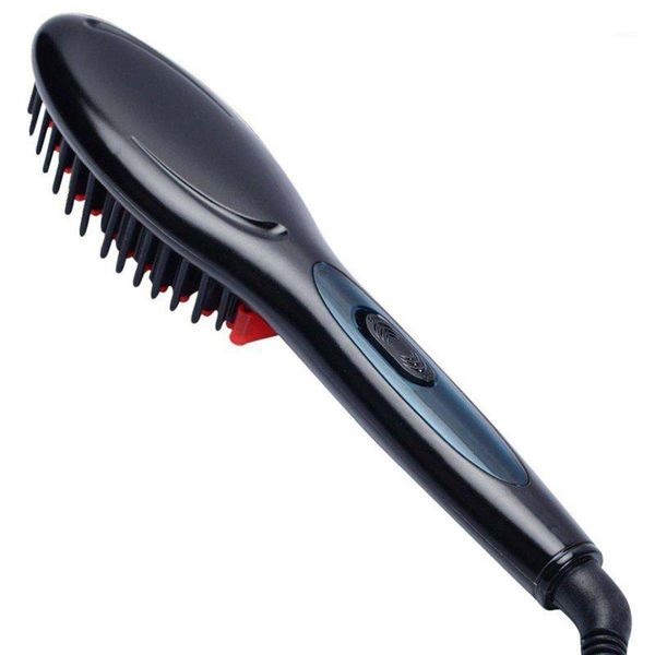 

digital electric hair straightener brush comb detangling straightening irons hair brush eu plug:black1
