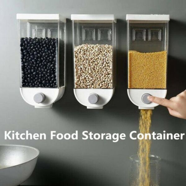 

Kitchen Storage Container Grain Dispenser Oatmeal Wall Mounted Grain Soy Rice Container Kitchen Accessories55#