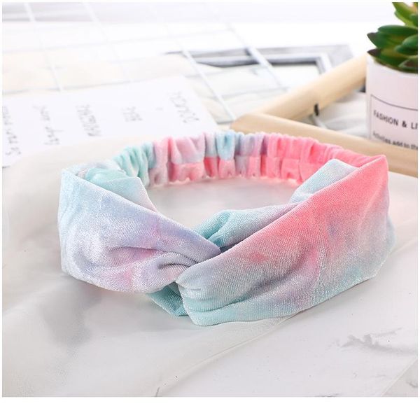 

velvet headbands sport yoga turban headwrap tie dye headband elastic hair bands hair accessory headdress cross knotted jllbdz