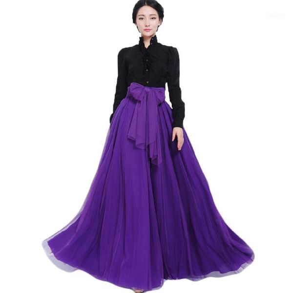 

fashion women long tutu skirts elegant lace bow lace up princess party skirts fairy style tulle skirt bouffant puffy skirt1, Black