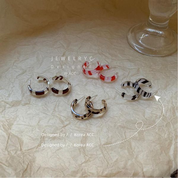 

fimaodz fashion resin hoop earrings women vintage leopard round earrings 2021 for girlfriend birthday christmas gifts, Silver