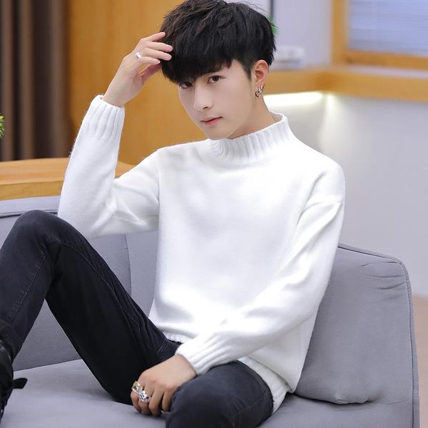 

men's sweaters spring and autumn casual half high neck korean style trendy personality handsome warm, White;black