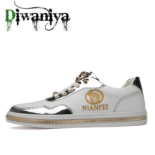 

diwaniya brand men silver skateboarding high sneakers sports hip hop walking street shoes chaussure homme c1120, Black