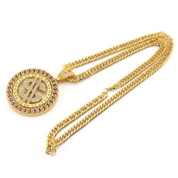 

designer explosions exaggerate european and american trendy male wave domineering hip-hop hip-hop diamond pendant necklace jewelry, Black