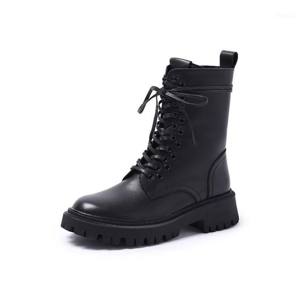 

boots winter warm women ankle boot patent leather female fashion motorcycle platform black round toe lace up casual shoes woman1