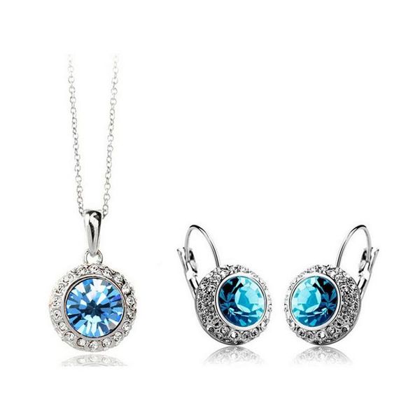 

moon river crystal necklace set semi circle crystal necklace and earrings set simple temperament lady jewelry sets 1075 3shwv, Silver