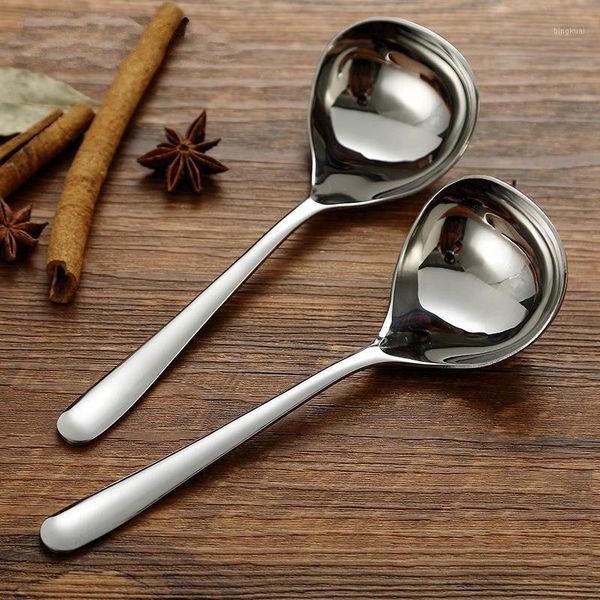 

2pcs 304 stainless steel soup spoon long handle seasoning spoon pot big round kitchen tools1