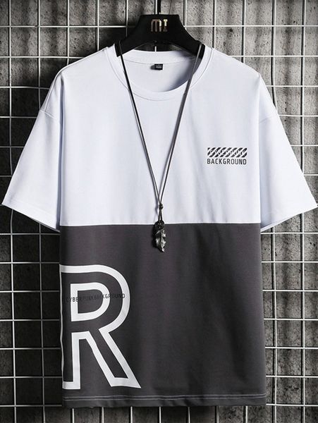 

men colorblock letter graphic tee c0iz#, White;black