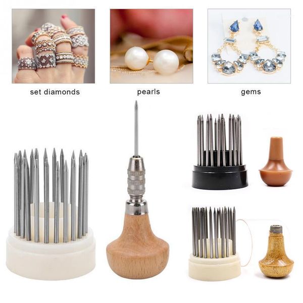 

23pcs beading tool set diamond stone pearl grain tools set beader with wood handle jewelry making tool for goldsmith jeweler1