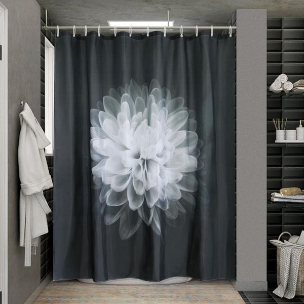 

shower curtains black and white bathroom curtain waterproof set with hooks rings 3d printing flower tree bath 72x72