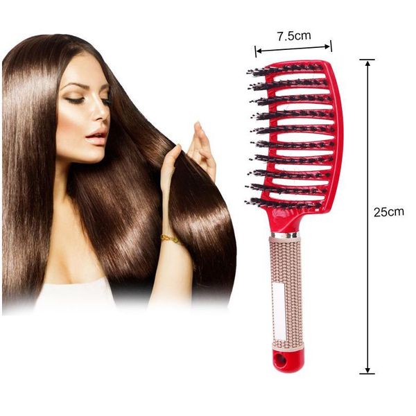 

hair brush scalp massage comb hairbrush bristle&nylon women wet curly detangle hair brush for salon hairdressing styli jllkup, Silver