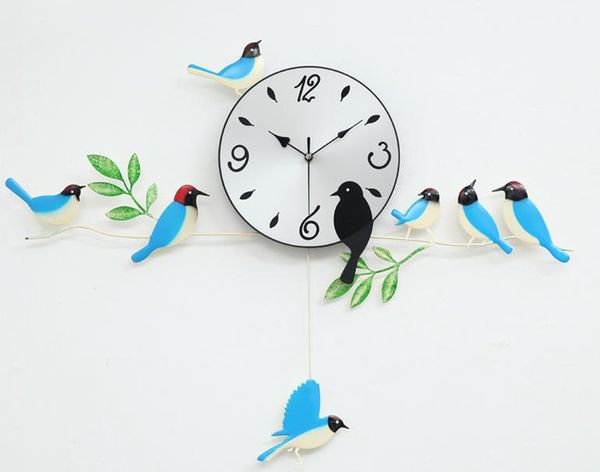

the wall clock home decoration quartz clocks painting watch morden design birds unique gift craft times sweep wmttoo