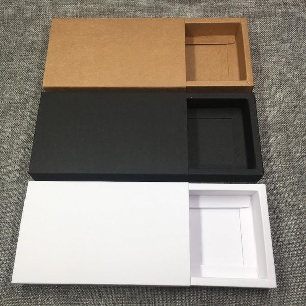 

50pcs lot two sizes paper drawer type gift box kraft cardboard wedding gift box for packaging candy craft cosmetics wmtdtz