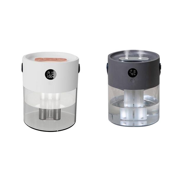

double spray nozzle humidifier 4000mah battery mini diffuser ultrasonic mute deskhumidifier led display