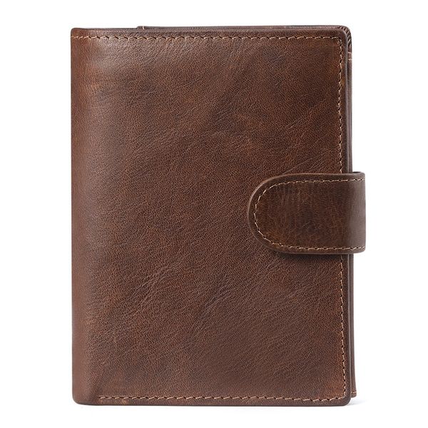 

2020 wallet male short of vintage genuine multi-card retro cardboard holder first-layer leather clutch wallets 2hsz, Red;black