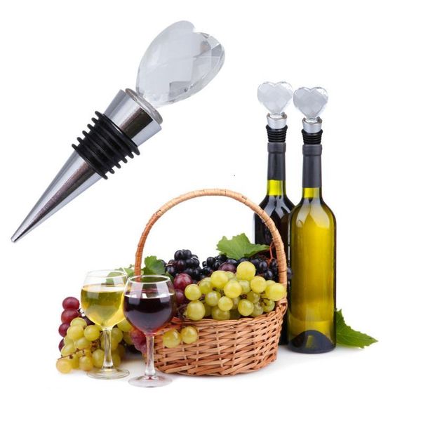 

chrome elegant trendy crystal red heart shaped wine bottle ser novel twist wedding favors romantic gifts