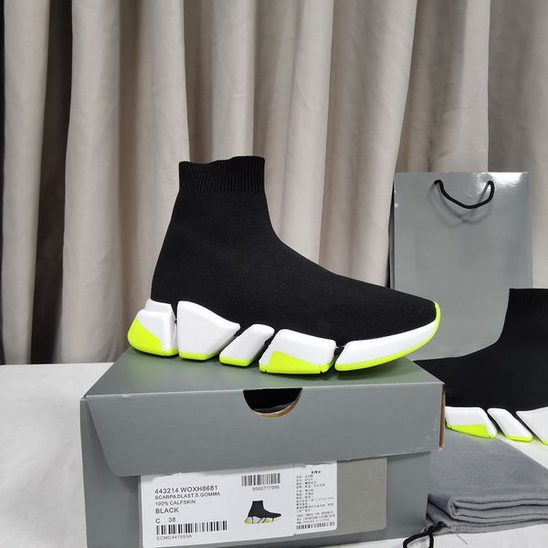 

2022 men women designers sock shoes fashion womens pairs speed 2.0 sneakers triples black outdoor platform socks casual sneaker, Black;white