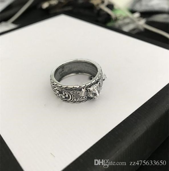 

vintage 925 sterling silver dio anelli 3d della testa della tigre unico animale di design di lusso g amante anello per l'uomo le donne