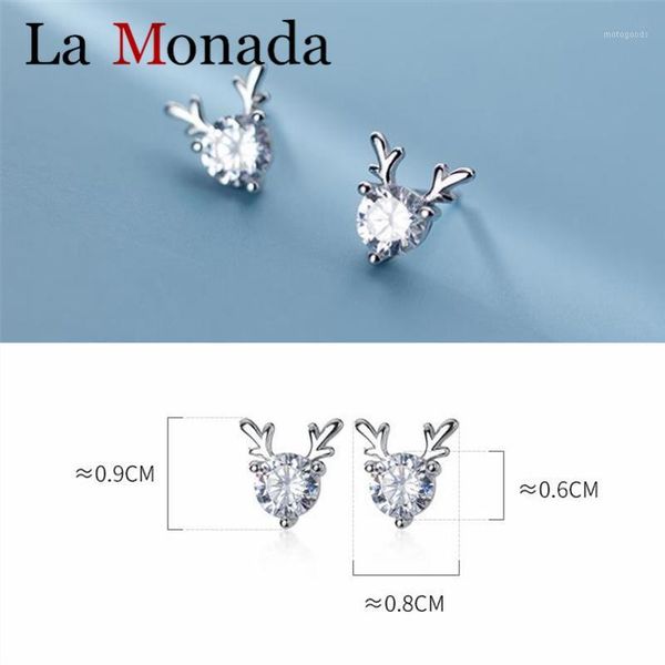 

stud christmas deer elk zircon earrings 925 sterling silver pendientes statement jewelry for woman girls kids baby1, Golden;silver