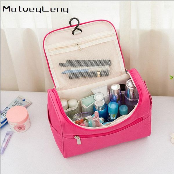 

solid color hook type portable cosmetic bag large-capacity cosmetic storage bag wash travel1