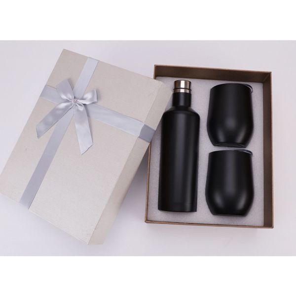 

3pcs lot gift wine set egg set stainless steel double wall insulated with one bottle two 4 color options fine bone china tea cup