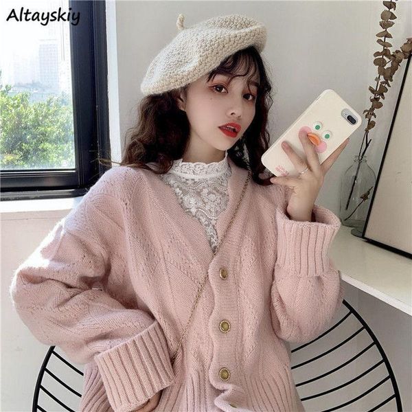 

cropped cardigan sweaters women lovely elegant simple solid popular korean chic ladies knitwear trendy daily girls fall clothing1, White