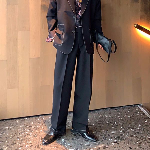 

2021 men's dress new fall skinny retro relaxed pants fashion young qvbv, Black