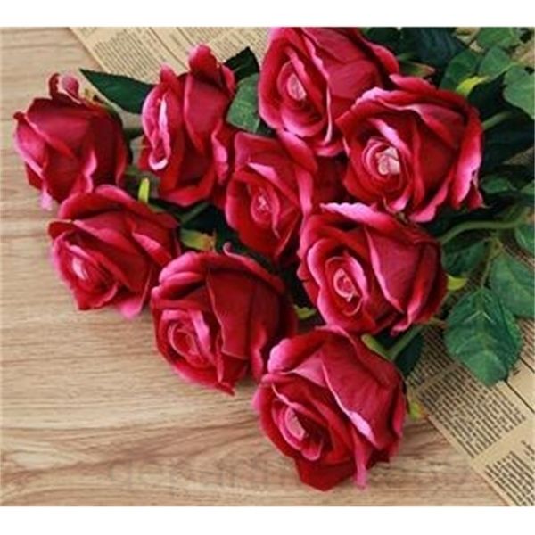 

branch 6 pcs artificial fake flowers real touch rose bride flower wedding bridal bouquet home decorations (without vase
