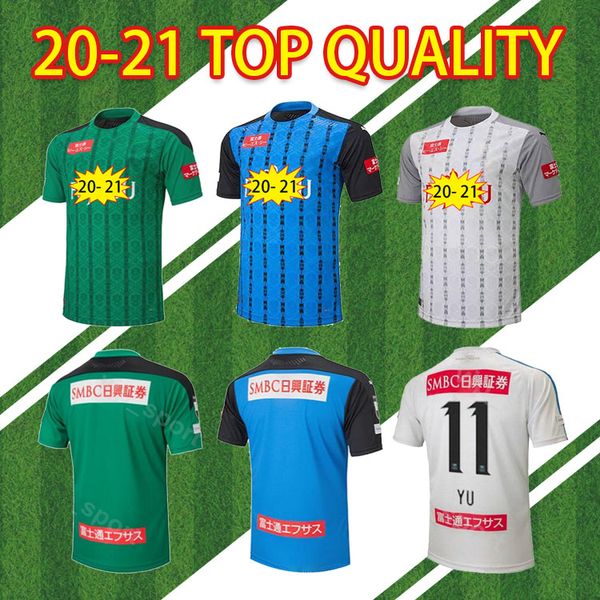 

2020 kawasaki frontale soccer jerseys j1 league #11 yu home blue soccer uniform mens #14 kengo away white thailand football shirt, Black;yellow